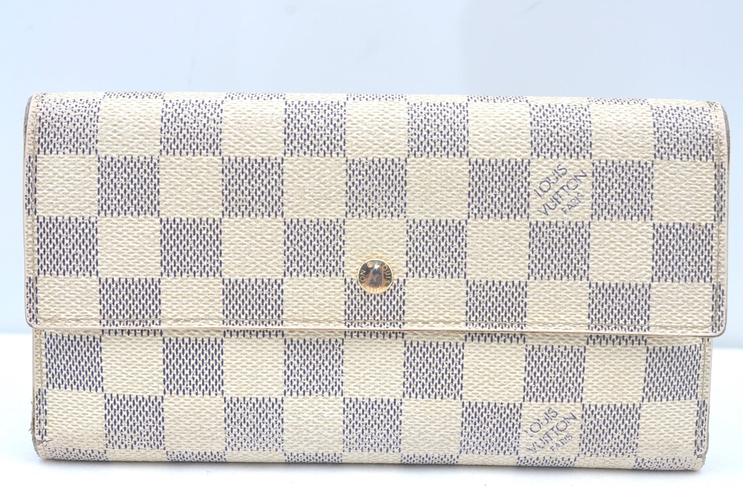 Auth Louis Vuitton Damier Azur Portefeuille International Wallet N61732 LV 0724J