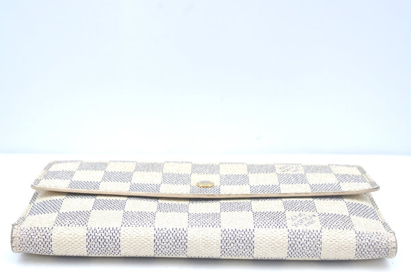 Auth Louis Vuitton Damier Azur Portefeuille International Wallet N61732 LV 0724J