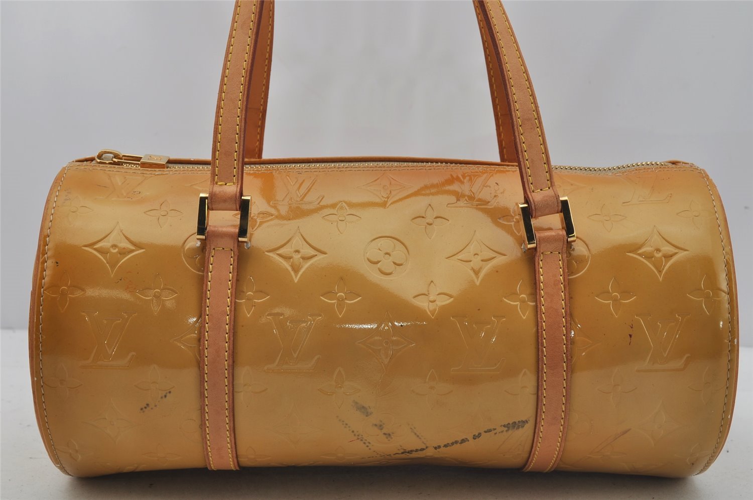 Authentic Louis Vuitton Vernis Bedford Hand Bag Yellow Beige M91006 LV 0725J