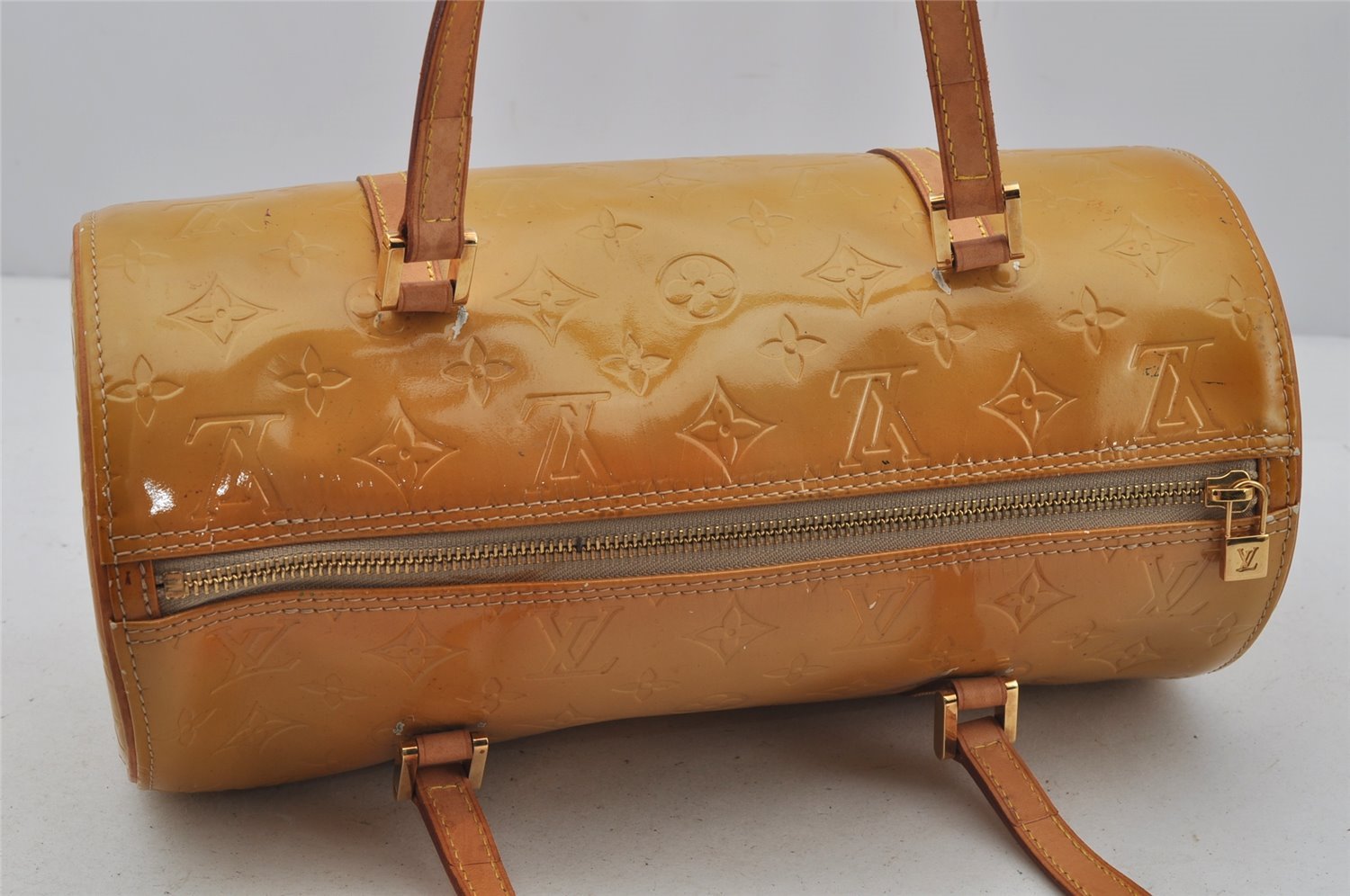 Authentic Louis Vuitton Vernis Bedford Hand Bag Yellow Beige M91006 LV 0725J