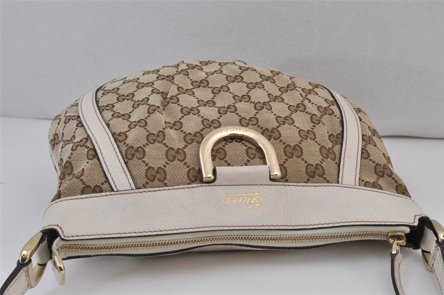Authentic GUCCI Abbey Shoulder Cross Bag GG Canvas Leather 203257 Brown 0725K