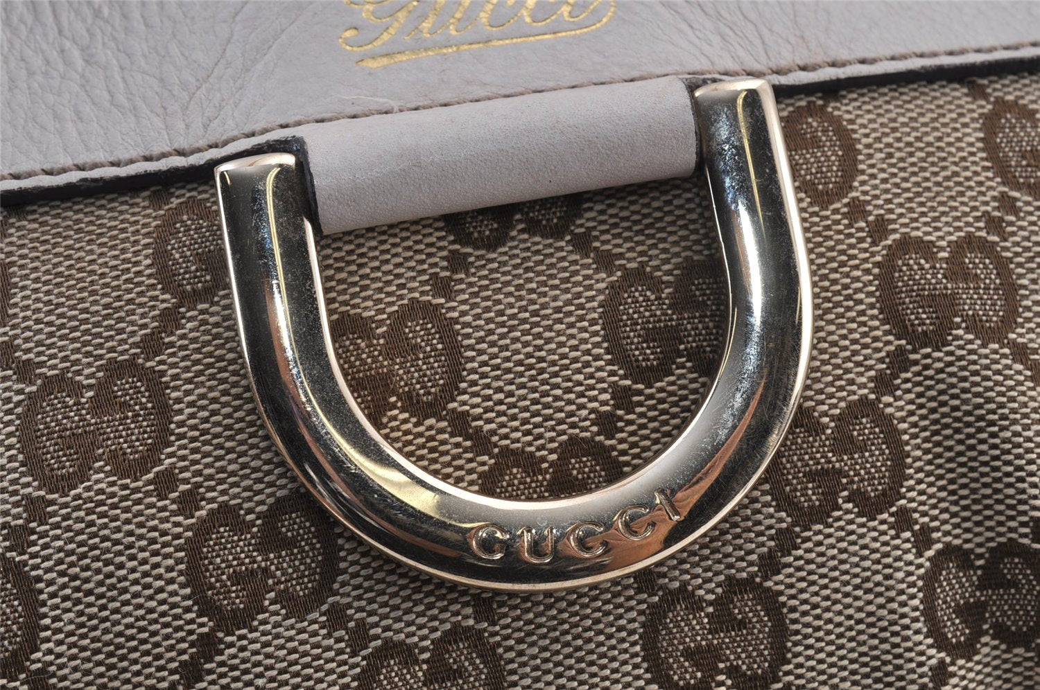 Authentic GUCCI Abbey Shoulder Cross Bag GG Canvas Leather 203257 Brown 0725K