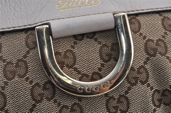 Authentic GUCCI Abbey Shoulder Cross Bag GG Canvas Leather 203257 Brown 0725K