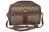 Authentic GUCCI Web Sherry Line Shoulder Bag GG PVC Leather Brown Junk 0727J