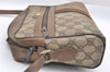 Authentic GUCCI Web Sherry Line Shoulder Bag GG PVC Leather Brown Junk 0727J