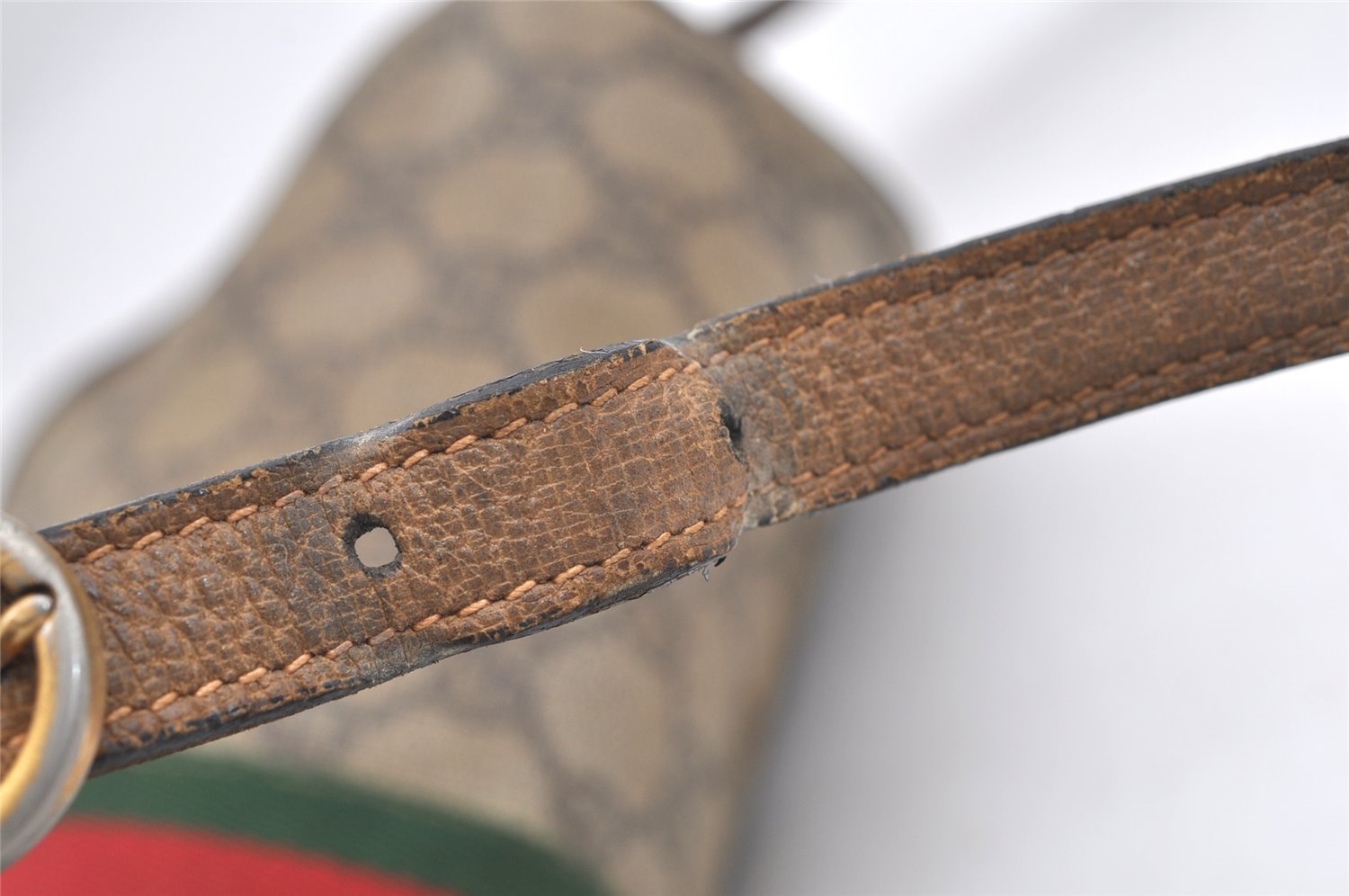 Authentic GUCCI Web Sherry Line Shoulder Bag GG PVC Leather Brown Junk 0727J