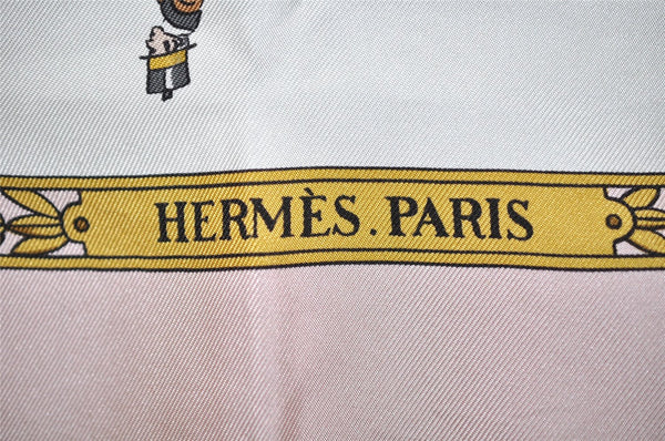 Authentic HERMES Carre 90 Scarf "LA PROMENADE DE LONGCHAMPS " Silk Pink 0727K