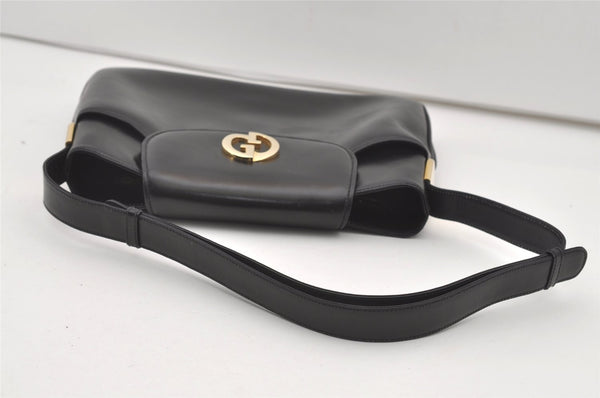 Authentic GUCCI Shoulder Hand Bag Purse Interlocking G Leather Black 0728J