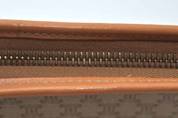 Auth CELINE Macadam Blason Pattern Clutch Hand Bag PVC Leather Beige Junk 0729J