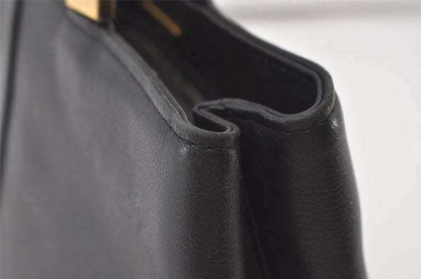 Authentic BURBERRY Vintage Leather Hand Bag Purse Black 0731J