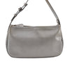 Authentic Salvatore Ferragamo Gancini Leather Shoulder Hand Bag Silver 0732J