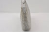 Authentic Salvatore Ferragamo Gancini Leather Shoulder Hand Bag Silver 0732J