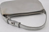 Authentic Salvatore Ferragamo Gancini Leather Shoulder Hand Bag Silver 0732J