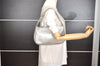 Authentic Salvatore Ferragamo Gancini Leather Shoulder Hand Bag Silver 0732J