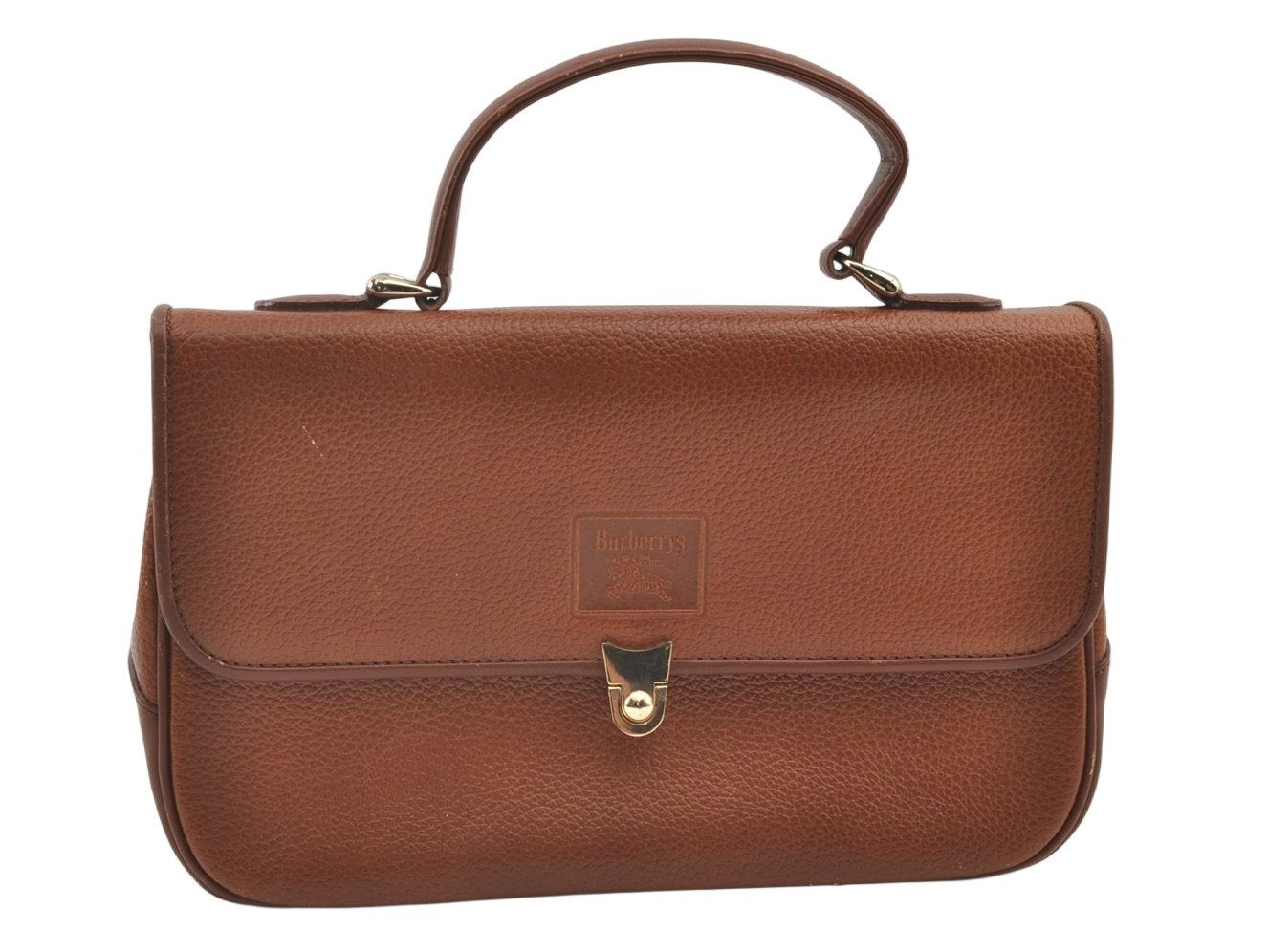 Authentic Burberrys Vintage Leather Shoulder Hand Bag Purse Brown 0733K