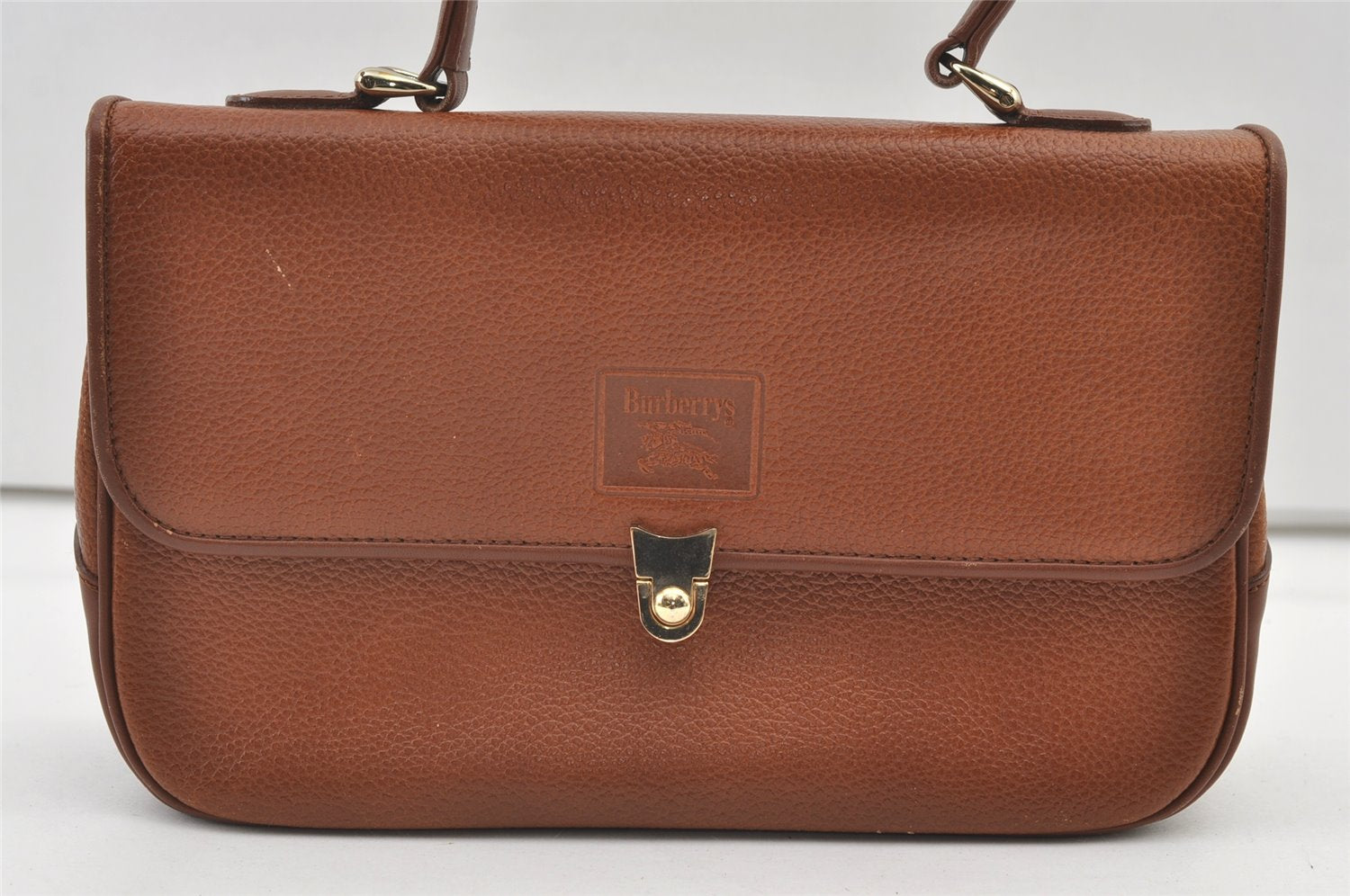 Authentic Burberrys Vintage Leather Shoulder Hand Bag Purse Brown 0733K