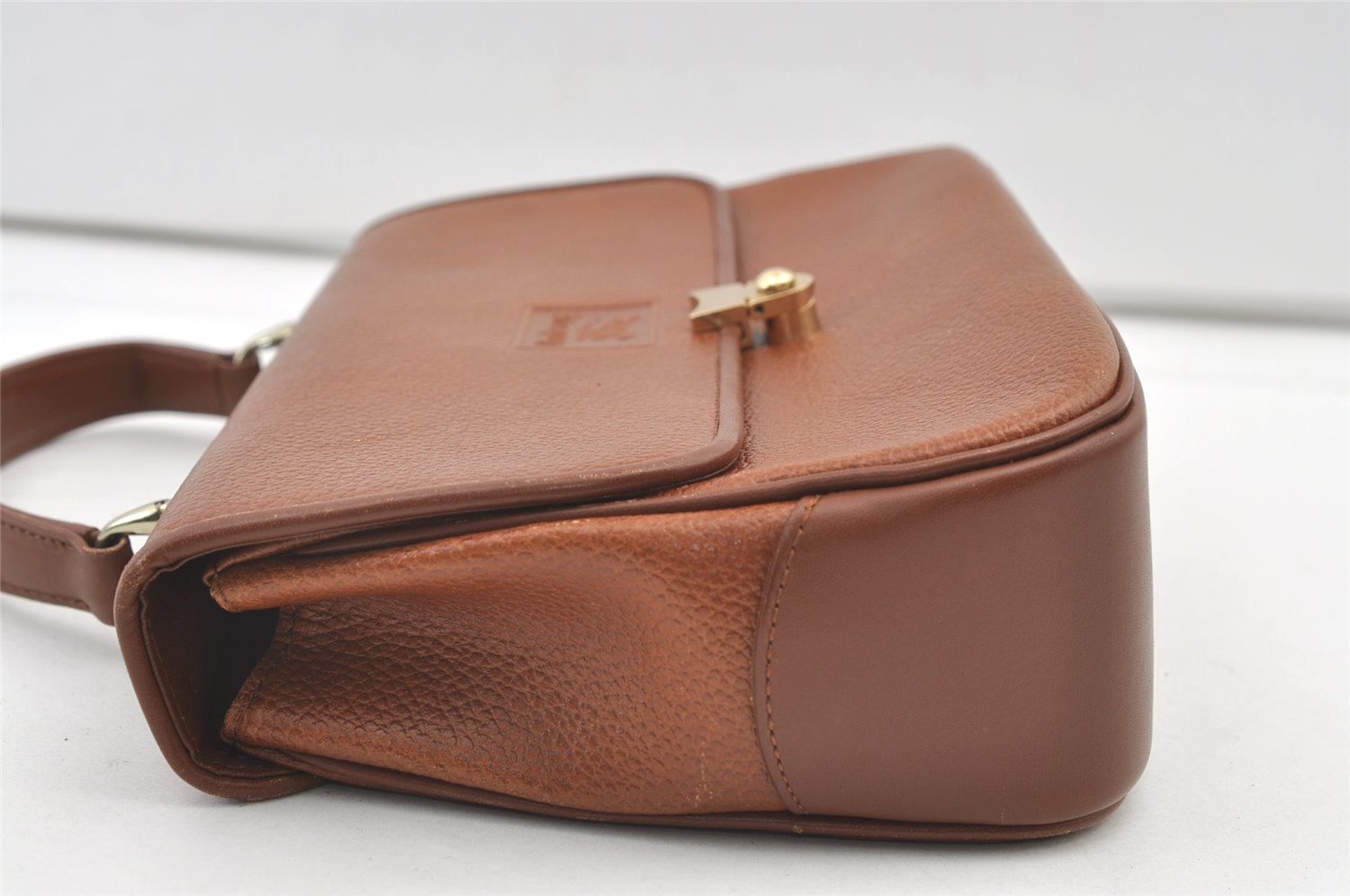 Authentic Burberrys Vintage Leather Shoulder Hand Bag Purse Brown 0733K