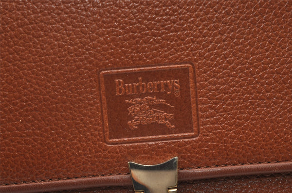 Authentic Burberrys Vintage Leather Shoulder Hand Bag Purse Brown 0733K