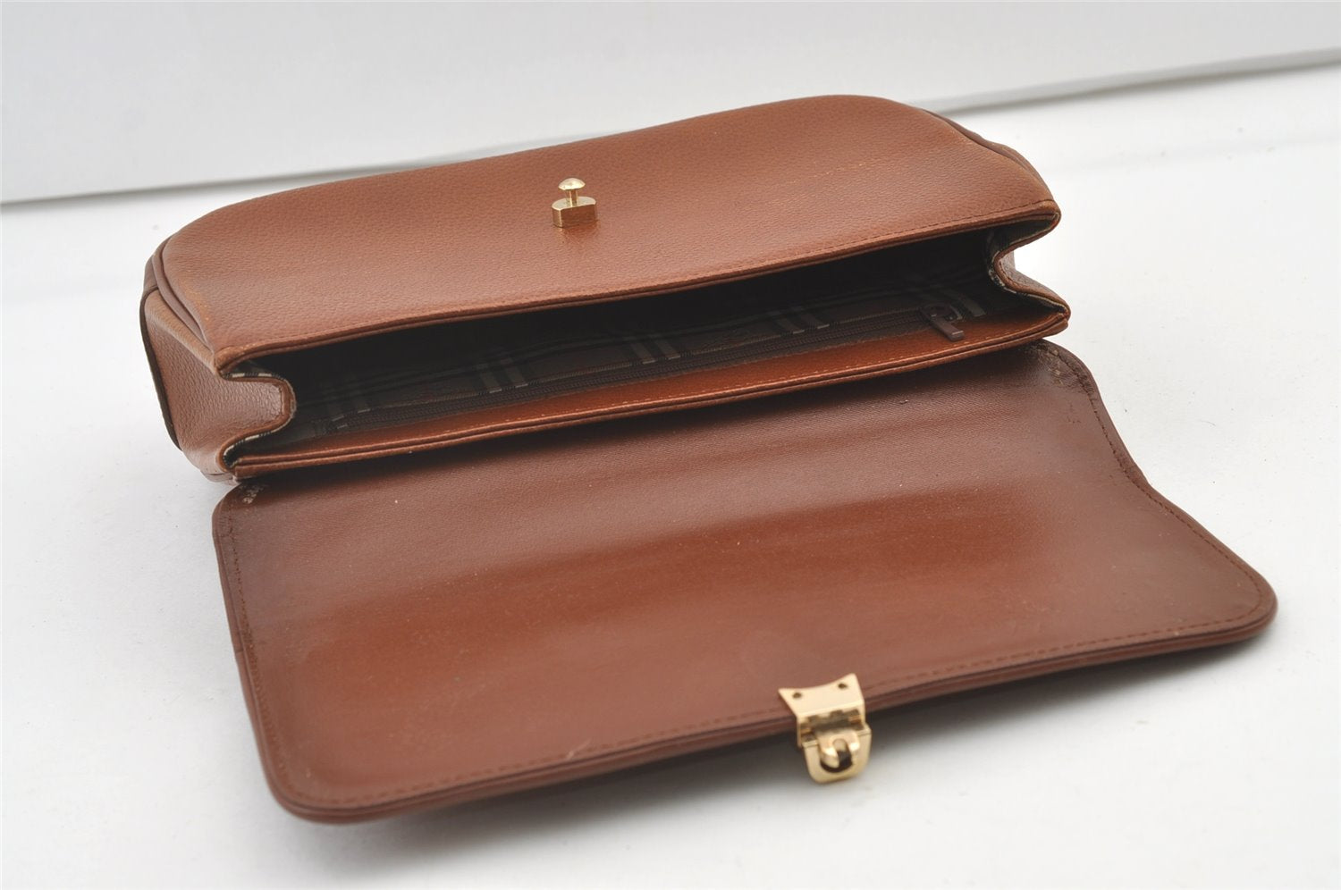 Authentic Burberrys Vintage Leather Shoulder Hand Bag Purse Brown 0733K