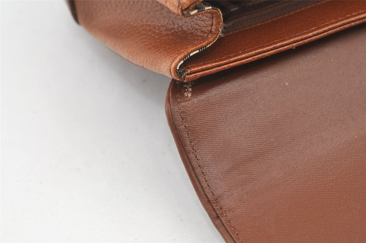 Authentic Burberrys Vintage Leather Shoulder Hand Bag Purse Brown 0733K