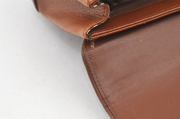Authentic Burberrys Vintage Leather Shoulder Hand Bag Purse Brown 0733K