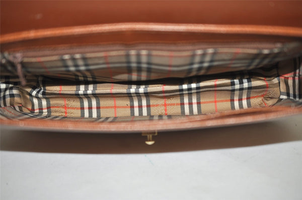 Authentic Burberrys Vintage Leather Shoulder Hand Bag Purse Brown 0733K