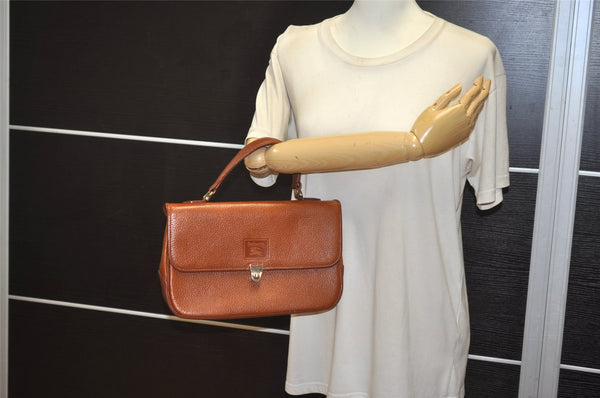 Authentic Burberrys Vintage Leather Shoulder Hand Bag Purse Brown 0733K