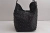 Authentic JIMMY CHOO Vintage Star Studs Leather Shoulder Tote Bag Black 0735K