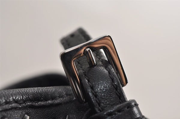 Authentic JIMMY CHOO Vintage Star Studs Leather Shoulder Tote Bag Black 0735K