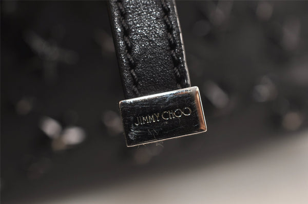 Authentic JIMMY CHOO Vintage Star Studs Leather Shoulder Tote Bag Black 0735K