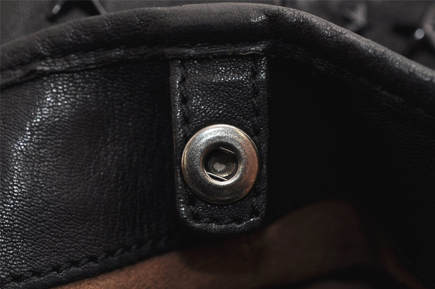 Authentic JIMMY CHOO Vintage Star Studs Leather Shoulder Tote Bag Black 0735K