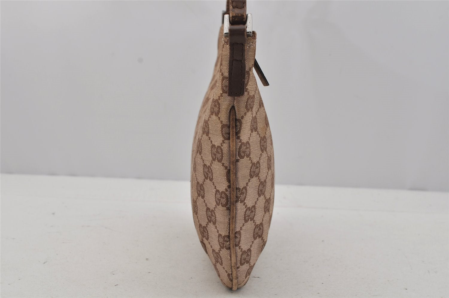 Authentic GUCCI Shoulder Hand Bag Purse GG Canvas Leather 0050813 Brown 0738J