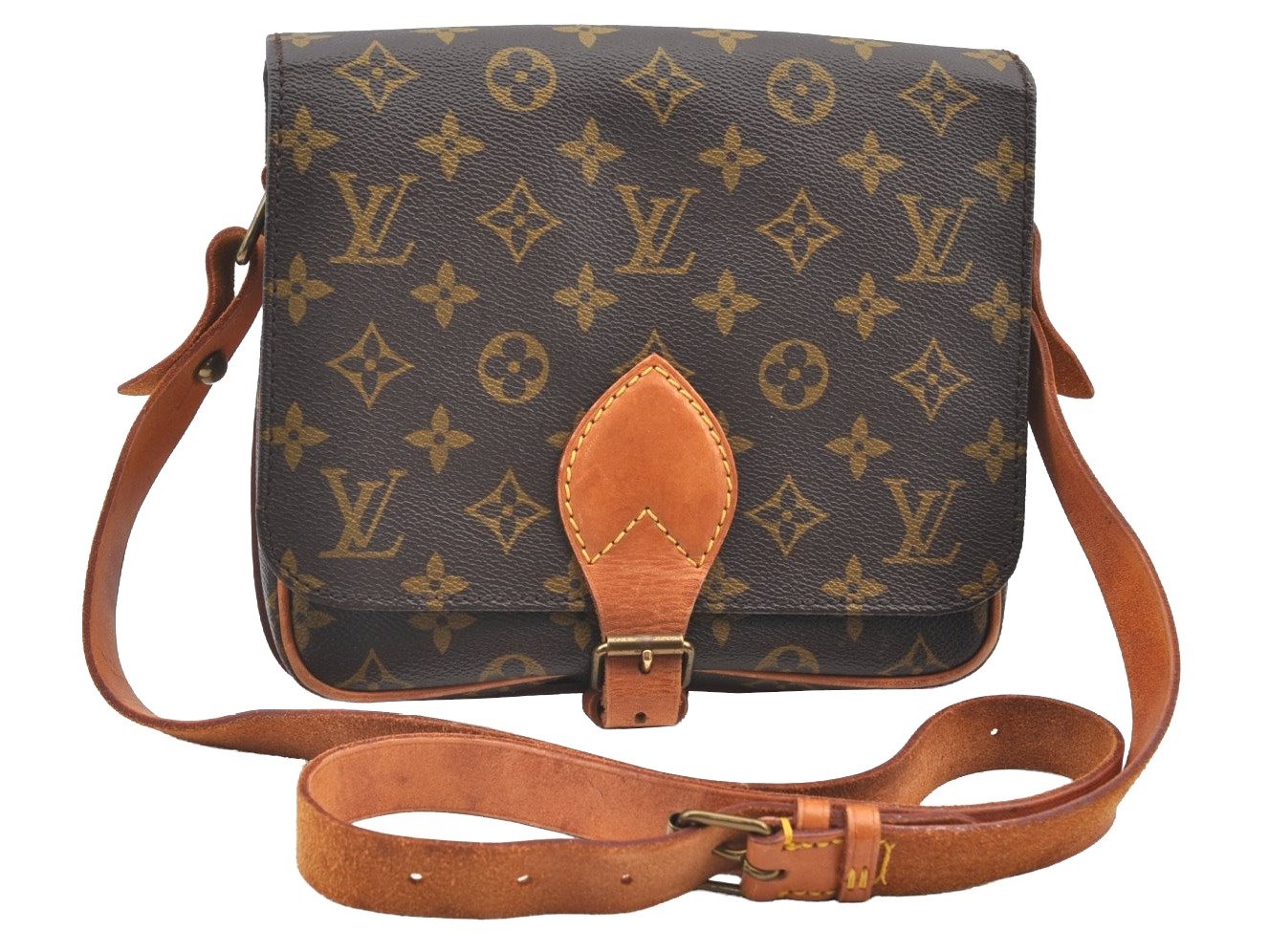 Authentic Louis Vuitton Monogram Cartouchiere MM M51253 Shoulder Cross Bag 0739G