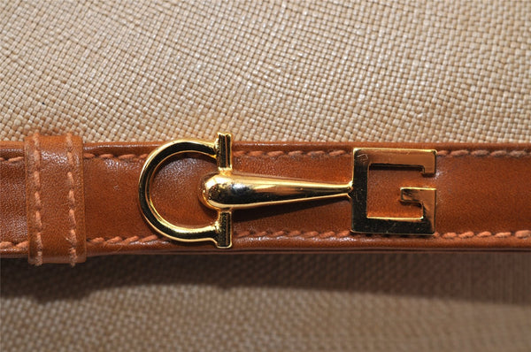 Authentic GUCCI Vintage Horsebit Clutch Hand Bag Purse PVC Leather Beige 0739J