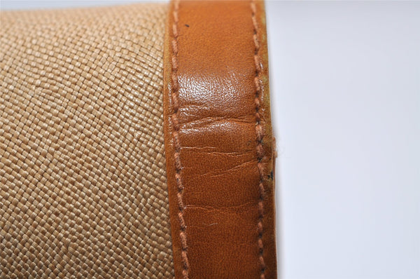 Authentic GUCCI Vintage Horsebit Clutch Hand Bag Purse PVC Leather Beige 0739J