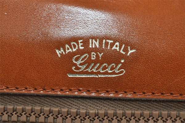 Authentic GUCCI Vintage Horsebit Clutch Hand Bag Purse PVC Leather Beige 0739J