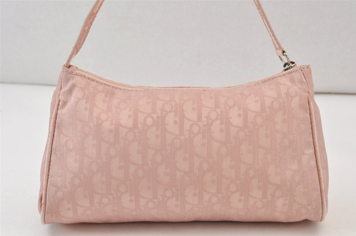 Authentic Christian Dior Trotter Lovely Hand Bag Pouch Nylon Leather Pink 0740K