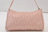 Authentic Christian Dior Trotter Lovely Hand Bag Pouch Nylon Leather Pink 0740K