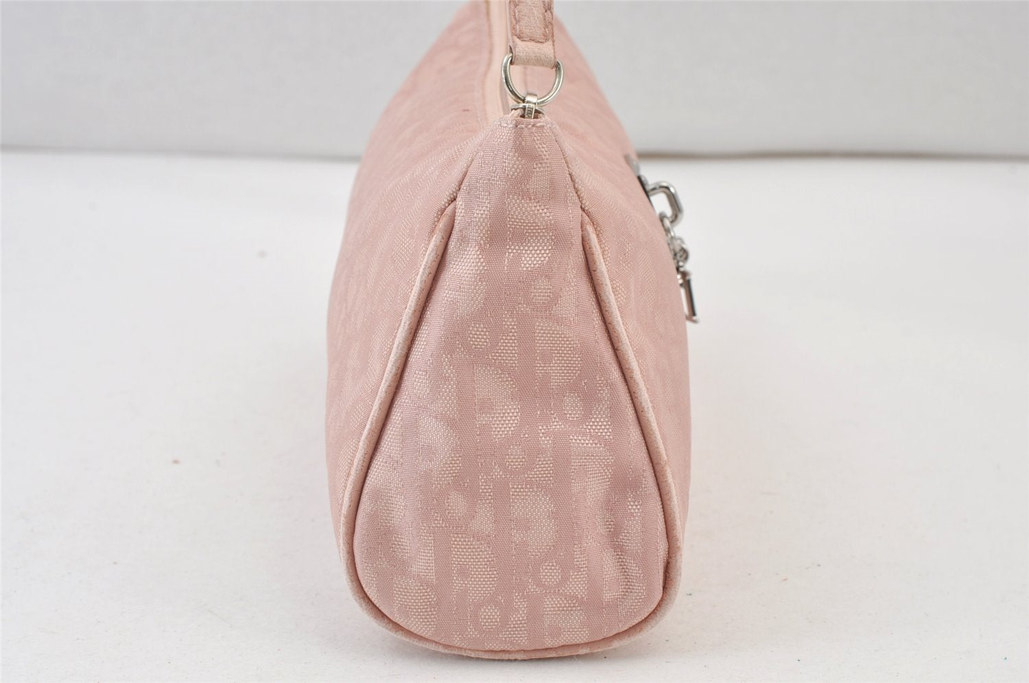 Authentic Christian Dior Trotter Lovely Hand Bag Pouch Nylon Leather Pink 0740K