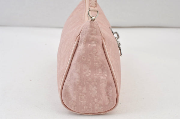 Authentic Christian Dior Trotter Lovely Hand Bag Pouch Nylon Leather Pink 0740K