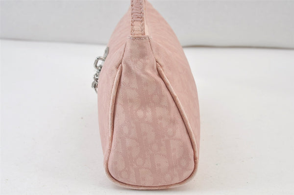 Authentic Christian Dior Trotter Lovely Hand Bag Pouch Nylon Leather Pink 0740K