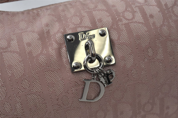 Authentic Christian Dior Trotter Lovely Hand Bag Pouch Nylon Leather Pink 0740K