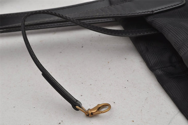 Authentic CHANEL New Travel Line Shoulder Tote Bag Nylon Leather Black 0741J