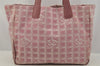 Authentic CHANEL New Travel Line Shoulder Tote Bag Nylon Leather Pink 0742J