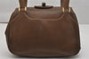 Authentic GUCCI Vintage Bamboo Shoulder Bag Purse Leather Brown 0742K