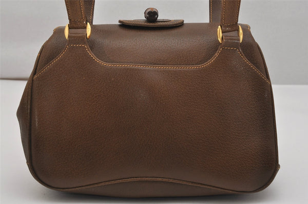 Authentic GUCCI Vintage Bamboo Shoulder Bag Purse Leather Brown 0742K