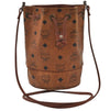 Authentic MCM Visetos Leather Vintage Shoulder Drawstring Bag Purse Brown 0743J