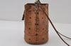 Authentic MCM Visetos Leather Vintage Shoulder Drawstring Bag Purse Brown 0743J