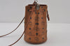 Authentic MCM Visetos Leather Vintage Shoulder Drawstring Bag Purse Brown 0743J