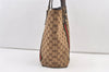 Authentic GUCCI Web Sherry Line Tote Bag GG Canvas Leather 162899 Brown 0743K